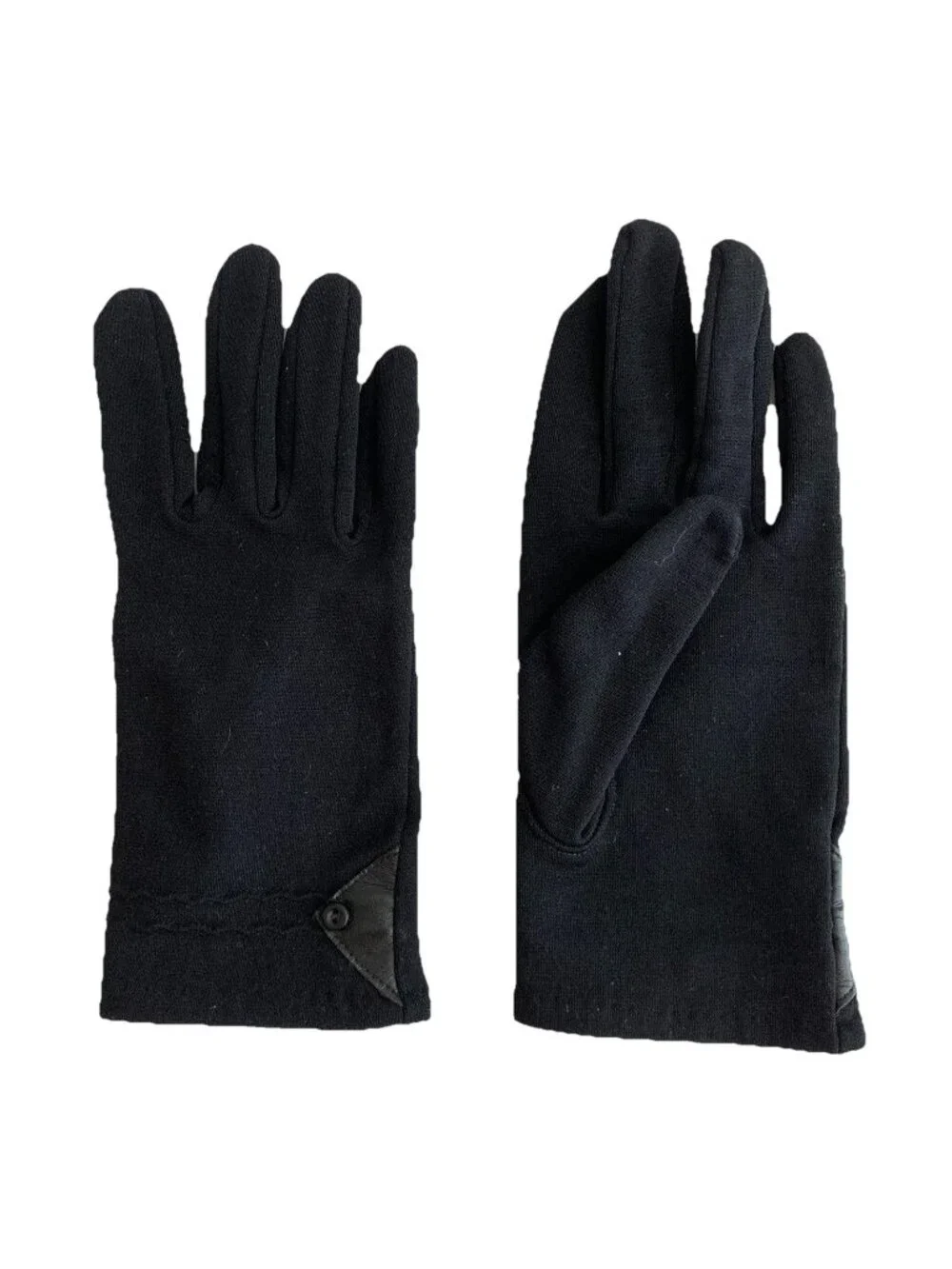 Vintage 8” Womens Short Black Nylon Gloves Small